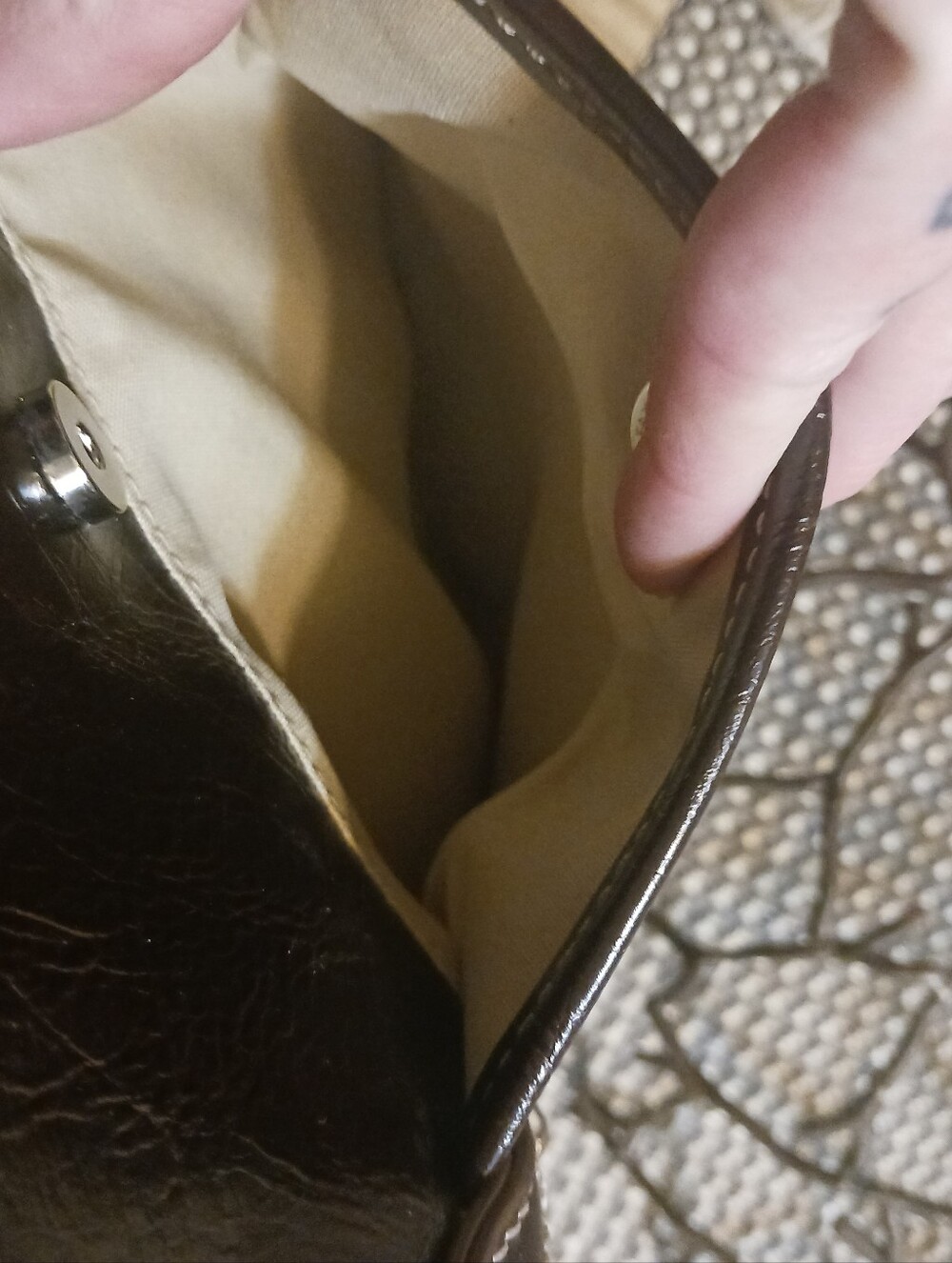 Nine & Co. Dark Brown Women's Tote Bag with Contrast Stitching - Picture 7 of 10